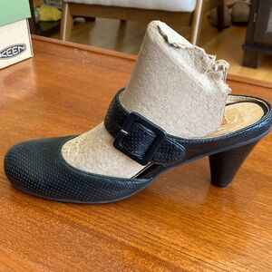 Sz7 Miz Mooz Alfie Women's Mary Jane Heeled Mules with Buckle